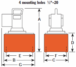 Power Team PE55 Series air over hydraulic pump dimensions