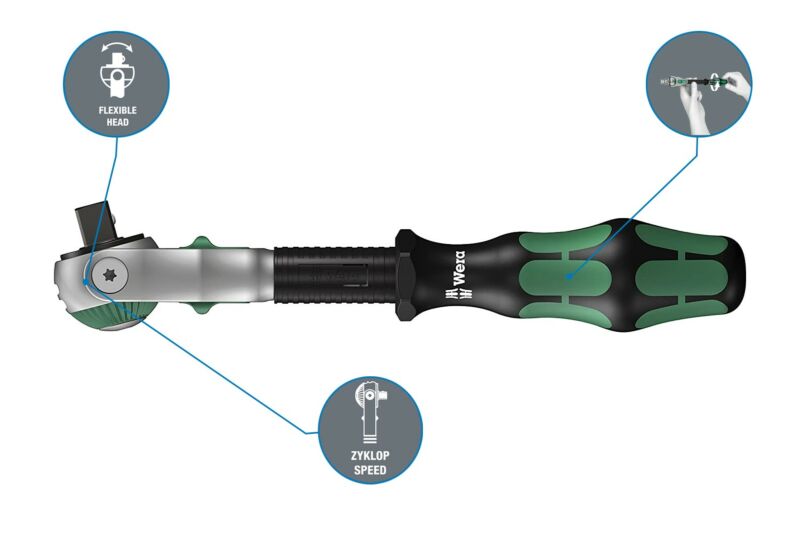 Buy Wera 5073261001 8000 B SB Zyklop Speed Multi-function Ratchet 3/8 x 199 mm by Wera for only £54.28