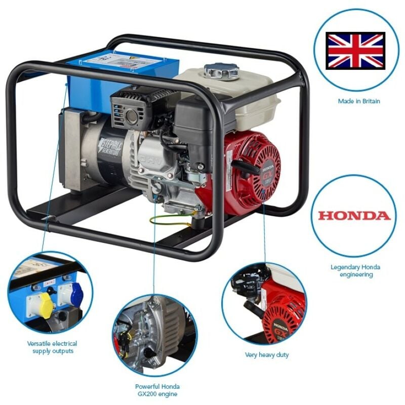 Buy Stephill 2700HMS 2.7 kVA Honda GX160 Industrial Petrol Generator by Stephill for only £659.99