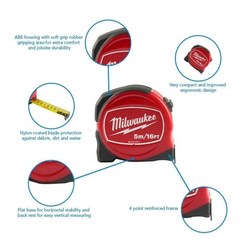 Buy Milwaukee 48227717 Slimline 5m/16ft Tape Measure by Milwaukee for only £8.39