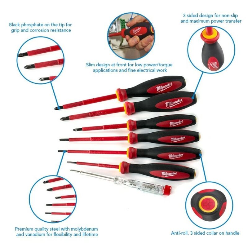 Buy Milwaukee 4932464067 7 pc VDE Screwdriver Set by Milwaukee for only £27.98