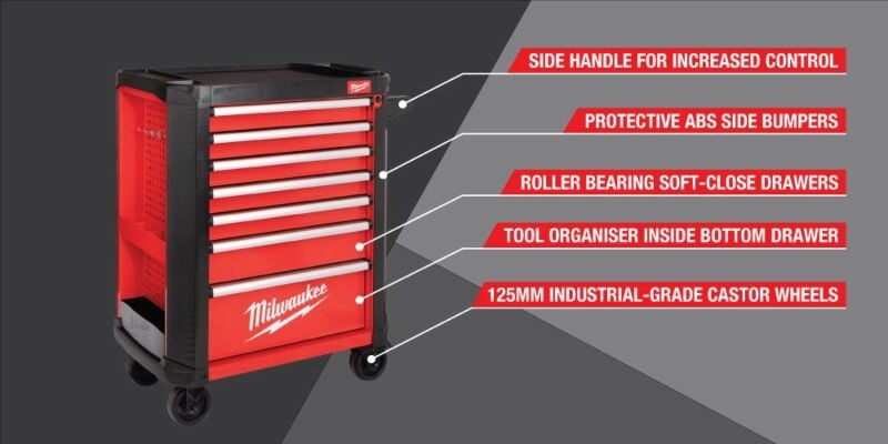 Buy Milwaukee 4932478851 30in 7 Drawer Steel Storage Rolling Cabinet by Milwaukee for only £849.41
