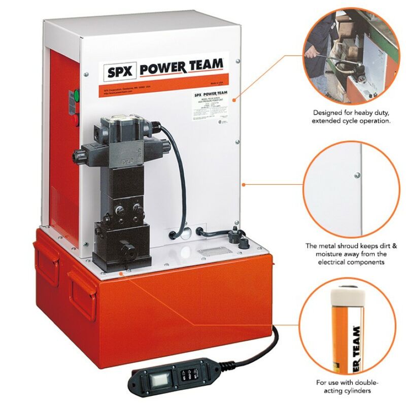 Buy Power Team PQ1204S 400 Ton Two-Speed Electric Hydraulic Pump - 1.6L/Min Double-Acting by SPX for only £5,468.39