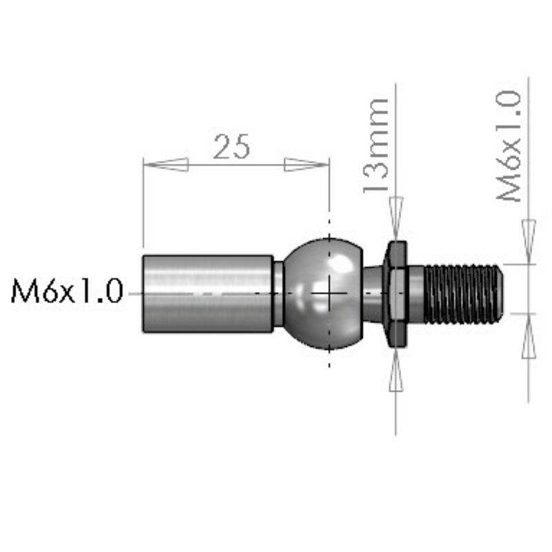 Buy NitroLift Axial/Inline M6 Ball Stud To Fit M6 Thread by NitroLift for only £3.59