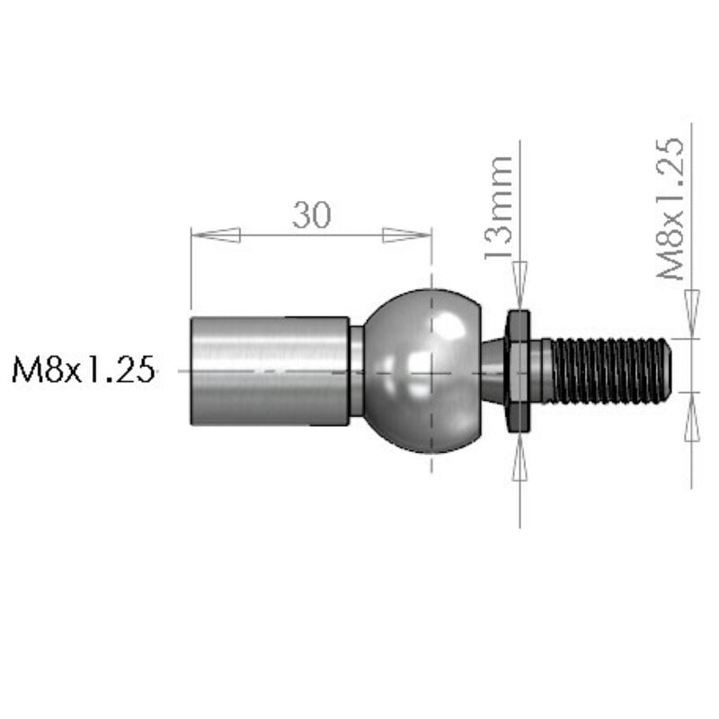 Buy NitroLift Axial/Inline M8 Ball Stud To Fit M8 Thread by NitroLift for only £3.59