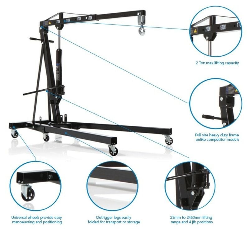Buy SGS 2 Tonne Professional Folding Hydraulic Engine Crane / Hoist / Lift by SGS for only £299.99