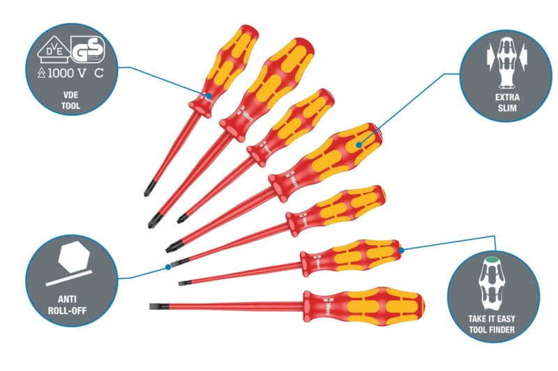 Buy Wera 05135961001 Screwdriver Set Kraftform PlusSerie 100 160iSS-7 pcs Red-Yellow by Wera for only £32.98