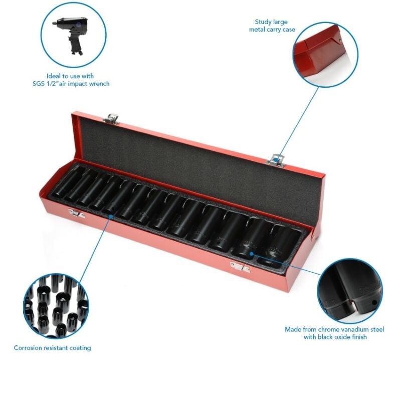 Buy SGS 13pc 1/2 Drive Metric Deep Socket Set by SGS for only £21.41