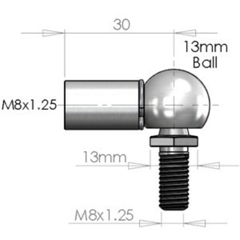 Buy NitroLift Stainless Steel 13mm Ball Stud To Fit M8 Thread by NitroLift for only £9.59