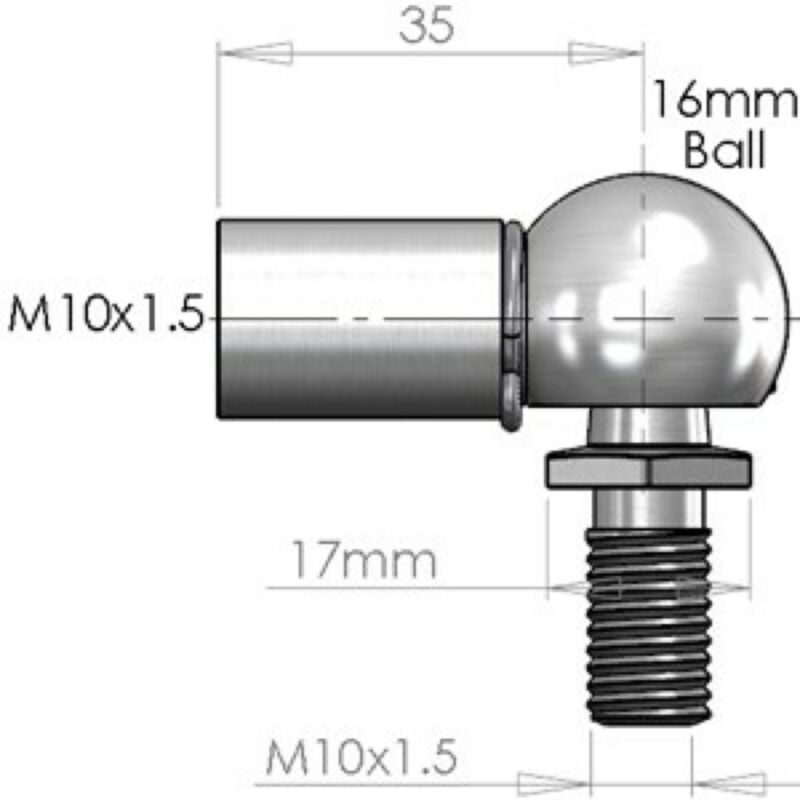 Buy NitroLift Stainless Steel 16mm Ball Stud To Fit M10 Thread by NitroLift for only £10.79
