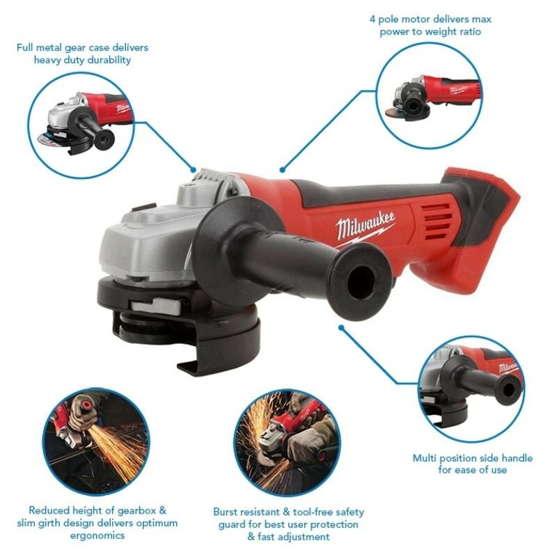 Buy Milwaukee HD18AG115-502 M18 18V 115mm Angle Grinder Kit - 2x 5Ah Batteries and Charger by Milwaukee for only £288.00