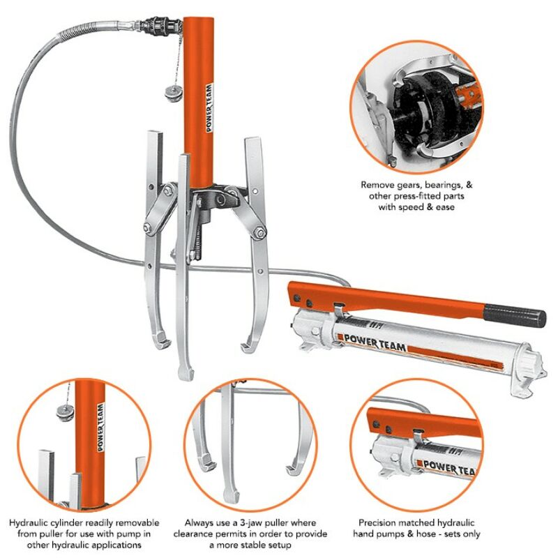 Buy Power Team PH53C 5 Ton Combination 2-jaw/3-jaw Hydraulic Puller Set - Puller Cylinder Pump & Adapter by SPX for only £831.02