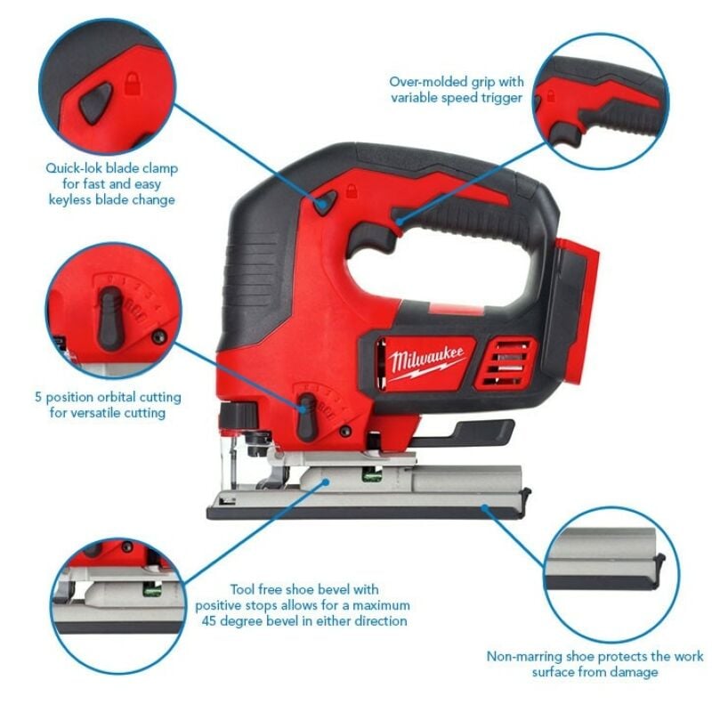 Buy Milwaukee M18BJS-502 18V Compact Jigsaw, x2 Batteries and Charger Bundle by Milwaukee for only £266.71