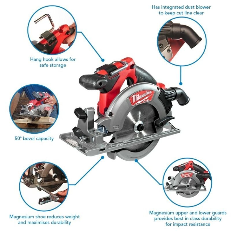 Buy Milwaukee M18CCS55-502B M18 FUEL™ 18V 165mm Circular Saw Kit - 2x 5Ah Batteries, Charger and Bag by Milwaukee for only £358.27