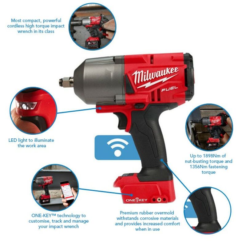 Buy Milwaukee M18ONEFHIWF12-0 1/2 1898Nm FUEL One Key 1/2 Impact Wrench with Friction Ring by Milwaukee for only £288.79