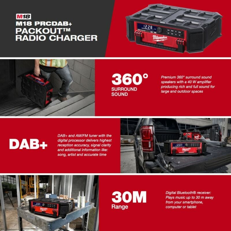 Buy Milwaukee M18PRCDAB+0 M18 18V PACKOUT Radio and Charger (Body Only) by Milwaukee for only £347.06