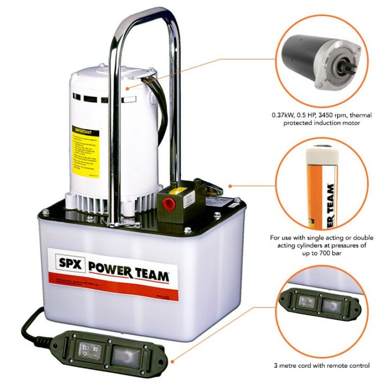 Buy Power Team PE172A Two-Speed Electric Hydraulic Pump - 279 cm3/Min Single-Acting - 110 V by SPX for only £2,234.57