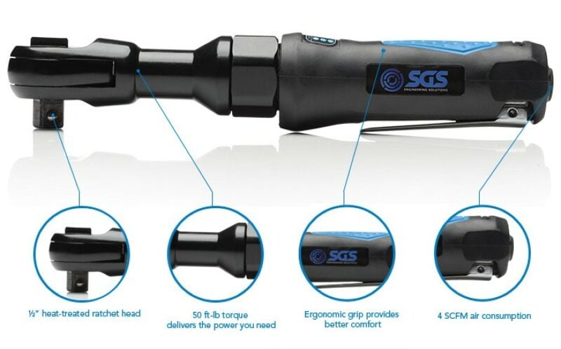 Buy SGS 1/2 Air Ratchet Wrench With Rubber Grip by SGS for only £21.59