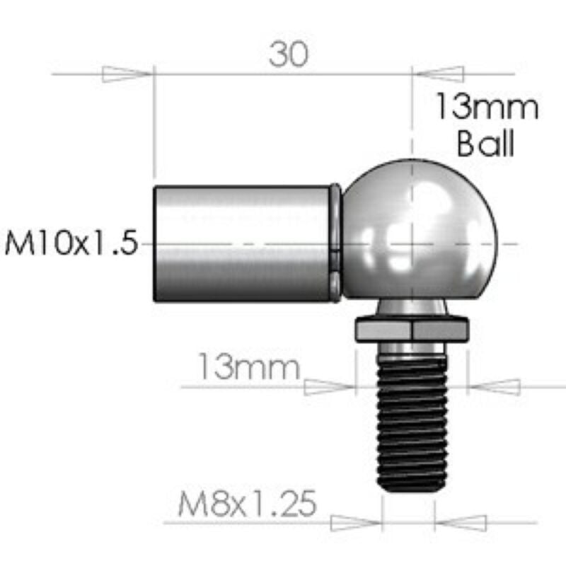 Buy NitroLift 13mm Ball Stud M8 Male Thread To Fit M10 Thread by NitroLift for only £3.59