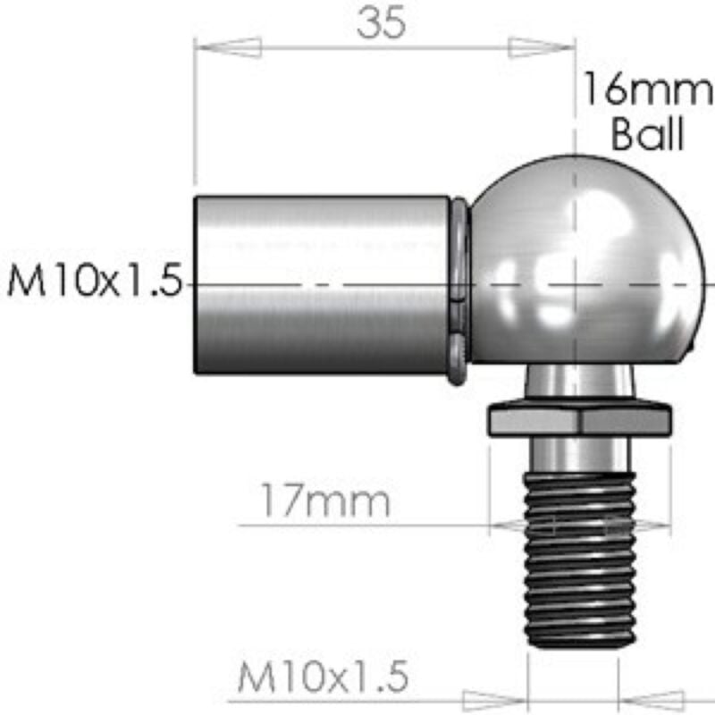 Buy NitroLift 16mm Ball Stud M10 Male Thread To Fit M10 Thread by NitroLift for only £3.59