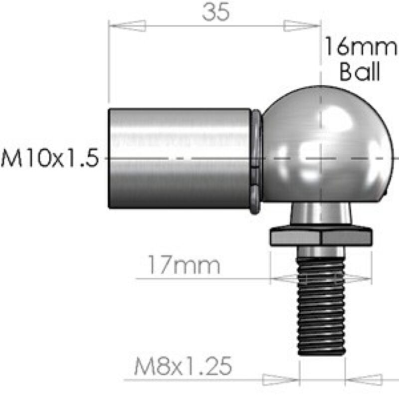 Buy NitroLift 16mm Ball Stud M8 Male Thread To Fit M10 Thread by NitroLift for only £3.59