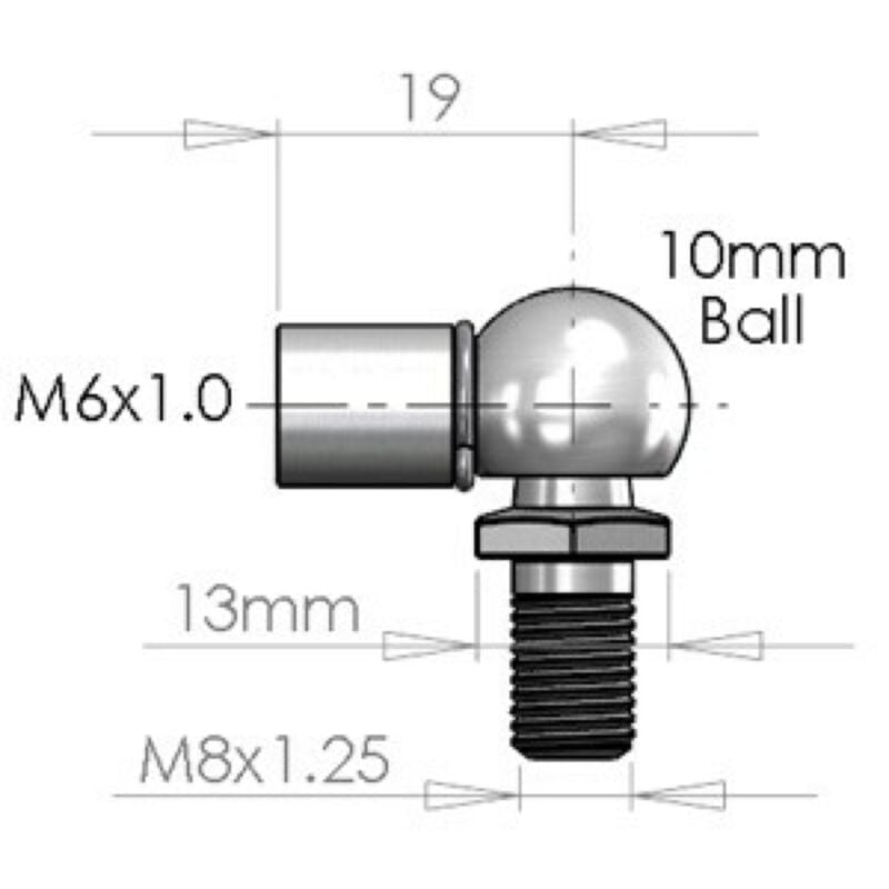 Buy NitroLift 10mm Ball Stud M8 Male Thread To Fit M6 Thread by NitroLift for only £3.59