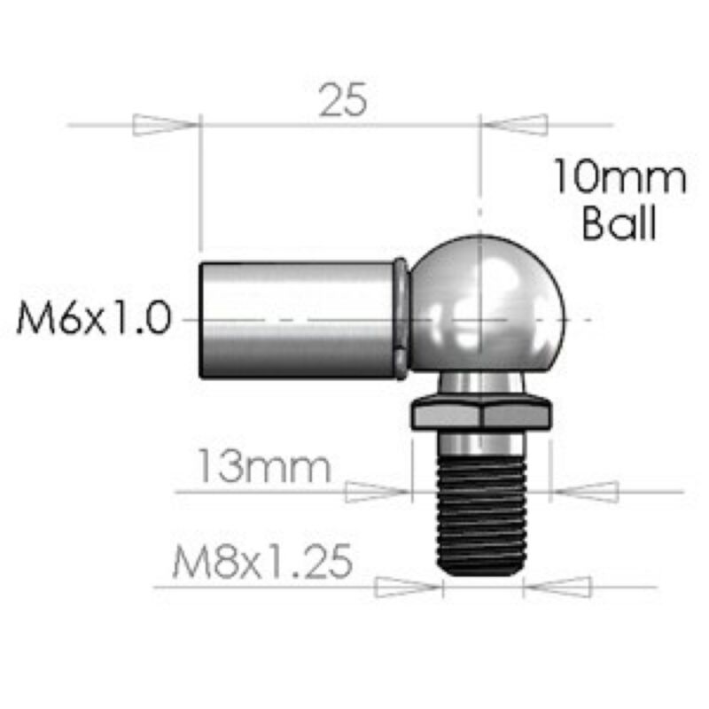 Buy NitroLift 10mm Ball Stud M8 Male Thread To Fit M6 Thread by NitroLift for only £3.59