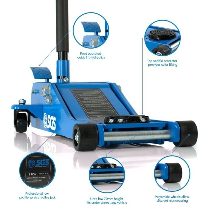 Buy SGS 2 Tonne Low Profile Professional Service Trolley Jack by SGS for only £215.99