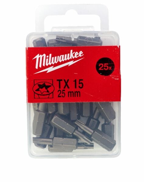 Buy Milwaukee Screwdriving Bit TX Torx Bits 25mm - 25pcs-TX15 by Milwaukee for only £12.60