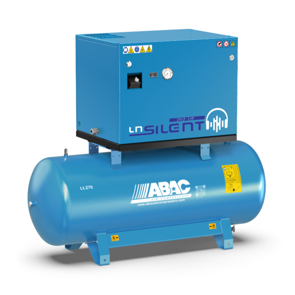 Buy ABAC LN1 A39B 100 M3 DOL Belt Drive Silent Air Compressor - 100L Air Receiver, Oil-Lubricated, Stationary, 13.9 CFM, 3 HP, 230V by ABAC for only £2,175.60