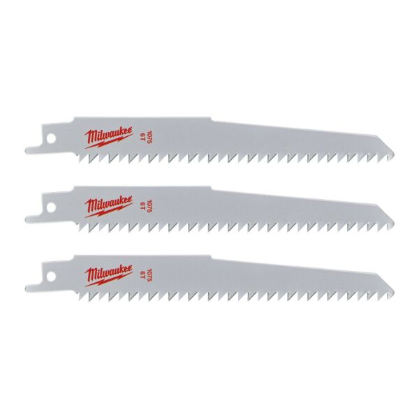 Buy Milwaukee 48001075 Sawzall 150mm x 6 tpi Sabre Blade for Wood/Plastic - 3pk by Milwaukee for only £5.44