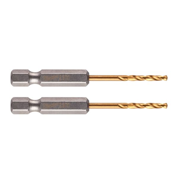 Buy Milwaukee 48894704 Shockwave HSS-TiN Red Hex Drill Bits 2.5 mm - 2pcs by Milwaukee for only £1.91