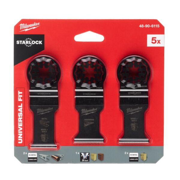 Buy Milwaukee 48906115 Multi Tool Wood and Metal Blade Set - 5pc by Milwaukee for only £45.59