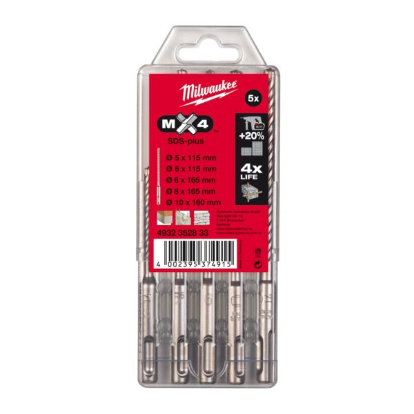 Buy Milwaukee 4932352833 MX4 Cut SDS+ Drill Bit Set - 5pk by Milwaukee for only £28.02