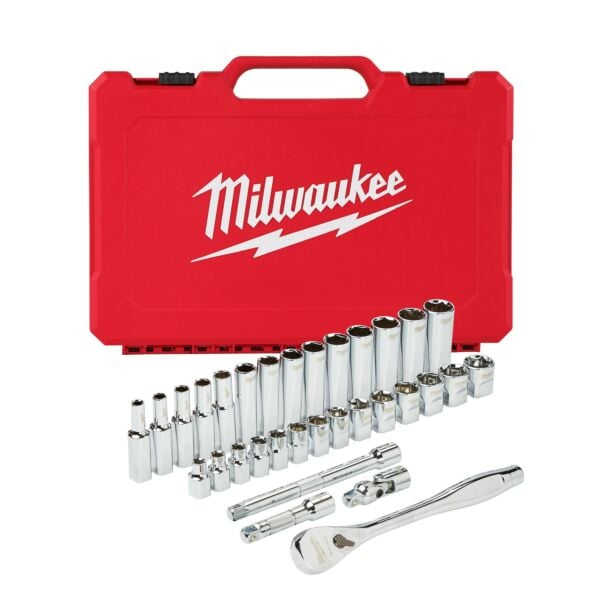 Buy Milwaukee 4932464945 32 pcs Metric 3/8 Ratchet + Socket Set by Milwaukee for only £90.24