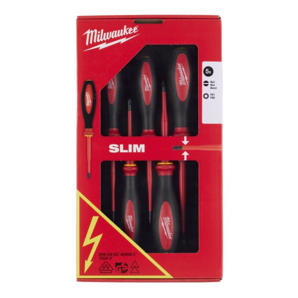 Buy Milwaukee 4932471452 VDE Slim Screwdriver Set - 5 Piece by Milwaukee for only £36.88