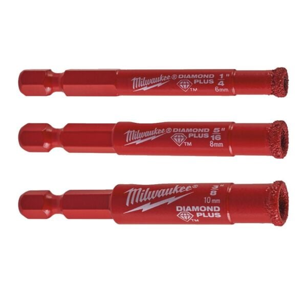 Buy Milwaukee 4932471771 Diamond MAX 1/4 Wet/Dry Diamond Drill Bit Set - 3pk by Milwaukee for only £30.32