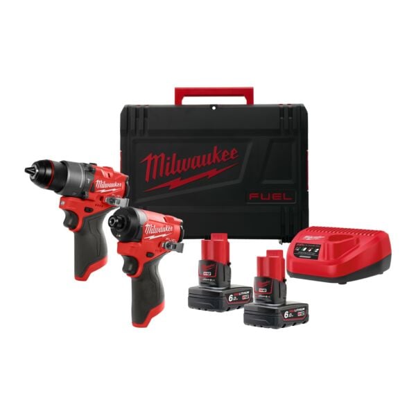 Buy Milwaukee M12FPP2A2-602X M12 FUEL™ 12V GEN2 Combi Drill and Impact Driver Kit - 2x 6Ah Batteries, Charger and Case by Milwaukee for only £303.04