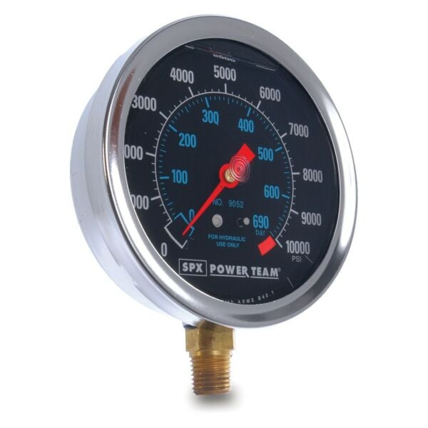 Buy Power Team 9055E 0-10 Ton Cap. 100mm Standard Hydraulic Pressure Gauge for C RD RH RLS and RSS Cylinders by SPX for only £148.34
