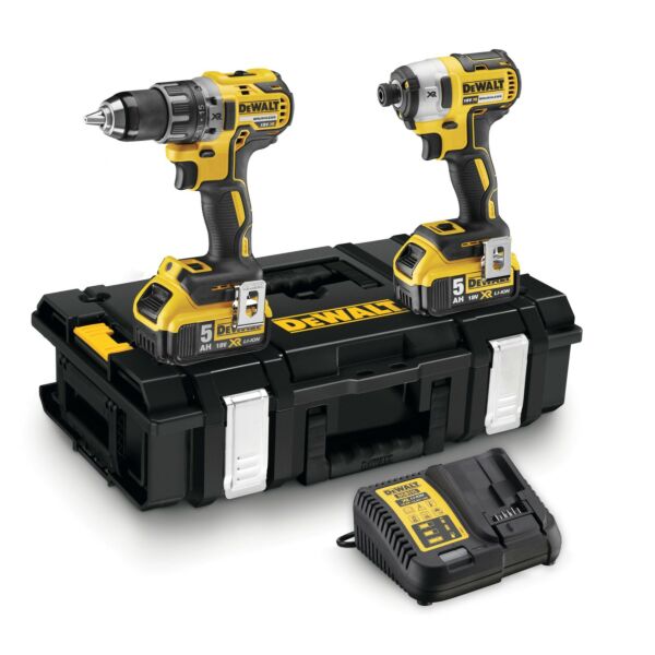Buy DeWalt DCK266P2-GB 18V XR Combi Drill and Impact Driver - 2x 5Ah Batteries, Charger and Toughsystem Case by DeWalt for only £269.98