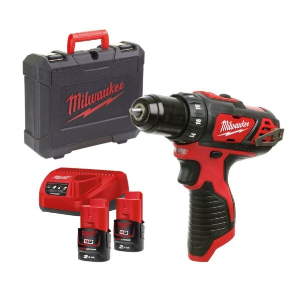 Buy Milwaukee M12BDD-202C M12 12V Sub Compact Drill Driver Kit - 2x 2Ah Batteries, Charger and Case by Milwaukee for only £129.01