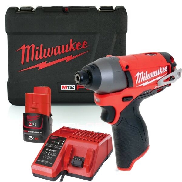 Buy Milwaukee M12CID-201C Fuel 1/4 12V 135Nm Compact Hex Impact Driver Charger, Case and 2.0Ah Battery by Milwaukee for only £198.73
