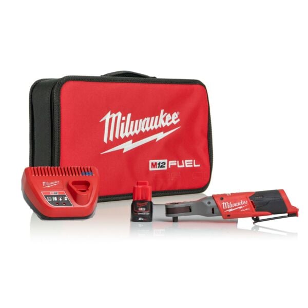 Buy Milwaukee M12FIR38-201B M12 FUEL™ 3/8" Ratchet Kit - 2Ah Battery, Charger and Bag by Milwaukee for only £160.54