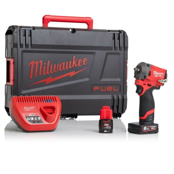 Buy Milwaukee M12FIW38-622X M12 FUEL™ 12V 3/8" Impact Wrench Kit - 2Ah/6Ah Batteries, Charger and Case by Milwaukee for only £191.99