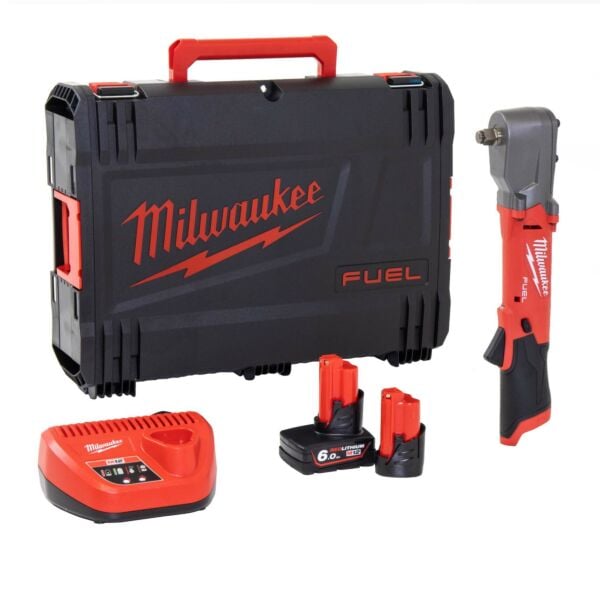 Buy Milwaukee M12FRAIWF12-622X M12 FUEL™ 12V 1/2" 300Nm Right Angle Impact Wrench Kit - 2Ah/6Ah Batteries, Charger and Case by Milwaukee for only £210.90