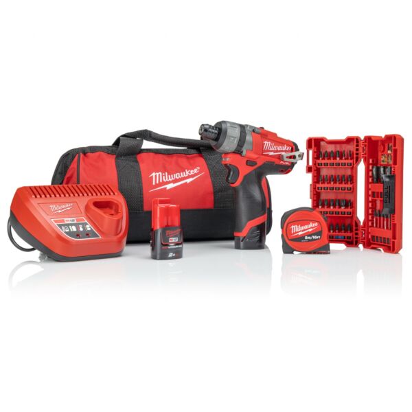 Buy Milwaukee M12SET1F-202B Subcompact Driver and Accessories by Milwaukee for only £241.74