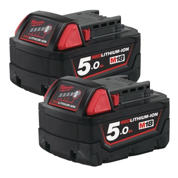 Buy Milwaukee M18B5 18V M18 5Ah Batteries - Pack Of Two by Milwaukee for only £112.81