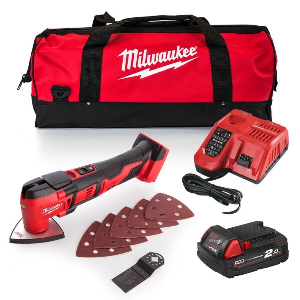 Buy Milwaukee M18BMT-201B M18 18V Multi Tool Kit - 2Ah Battery, Charger and Bag by Milwaukee for only £151.76