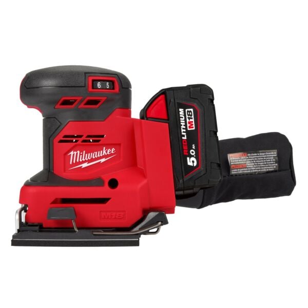 Buy Milwaukee M18BQSS-502B M18 Quarter Sheet Sander Kit - 2x 5Ah Batteries, Charger and Bag by Milwaukee for only £275.98
