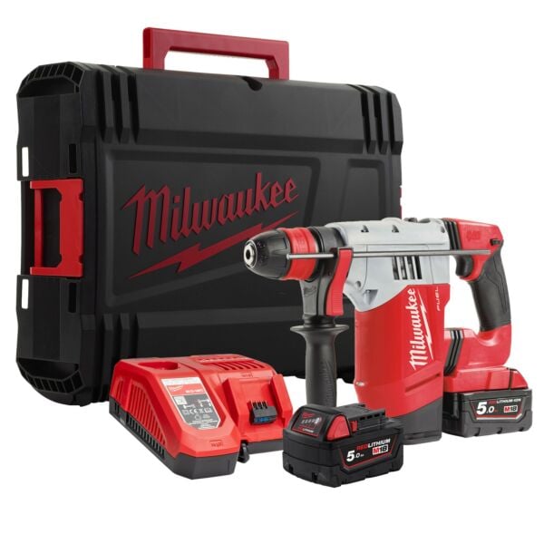 Buy Milwaukee M18CHPX-502X M18 FUEL™ 18V SDS+ Hammer Drill Kit - 2x 5Ah Batteries, Charger and Case by Milwaukee for only £461.72